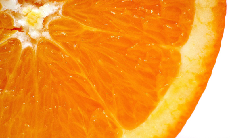 The inside of an orange